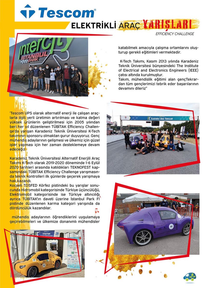 TÜBİTAK Efficiency Challenge K-Tech takımının sponsoruyuz.